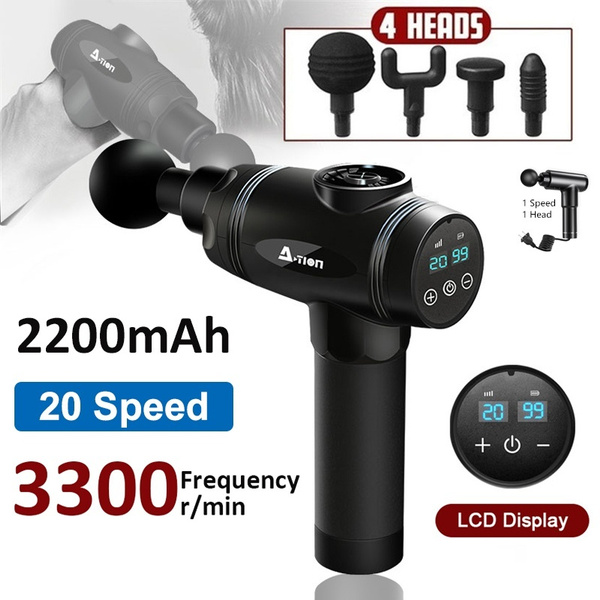 LCD Display Massage Gun 20 Speed Muscle Relaxing Brushless Motor