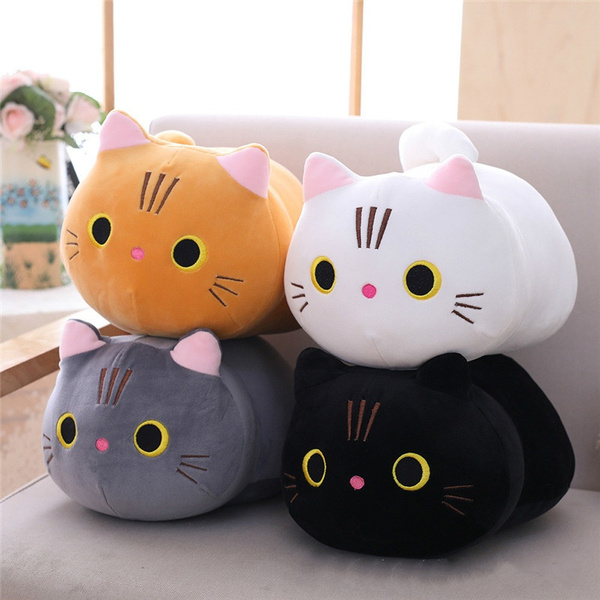 YUESUO Cute Kitty Stuffed Animal Plush Toy 11.8 inch Soft Cat Cuddle Pillow Kitten Plushies Gift for Kids Style-1 White 
