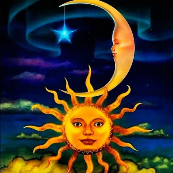 5D DIY Diamond Painting Sun and Moon Cross Stitch Kits Diamond