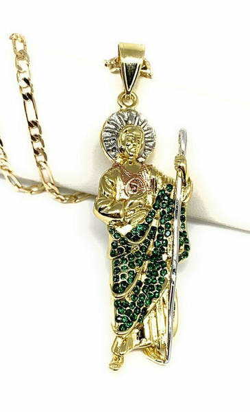 San Judas Tadeo Medalla Gold Plated Saint Jude Pendant Necklace 24 ...