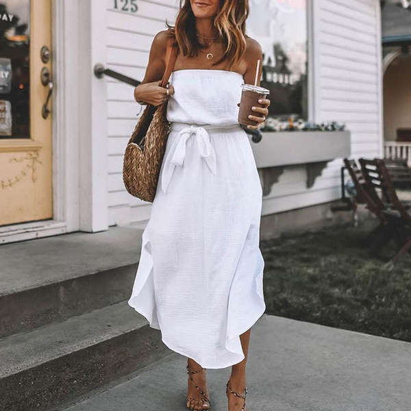 off the shoulder midi dress casual