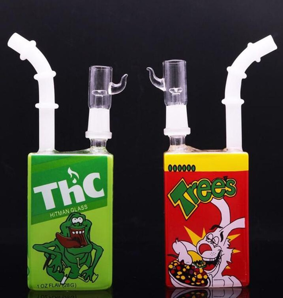 Hitman Mini Liquid Heady Glass Cereal Juice Box Water Pipes With