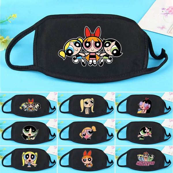 9 Styles Powerpuff Girls Printed Funny Cute Cartoon Women Girls Face Masks Dust Dust Windproof Mask Printed Half Face Mouth Muffle Wish