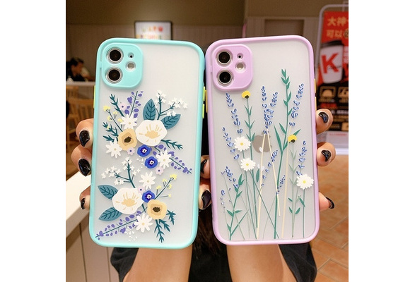 Fashion Cute Flower Phone Case For iphone 12 Pro Max 11 Pro Max 7 8 plus X  XR XS Max SE 2020 Back Cover Luxury Color Thick Border Soft Capa