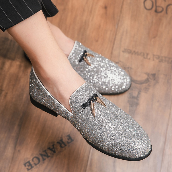 Silver prom hot sale shoes men