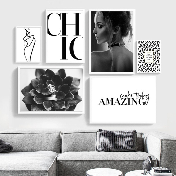 Black and White Wall Art Fashion Poster Black White Prints 