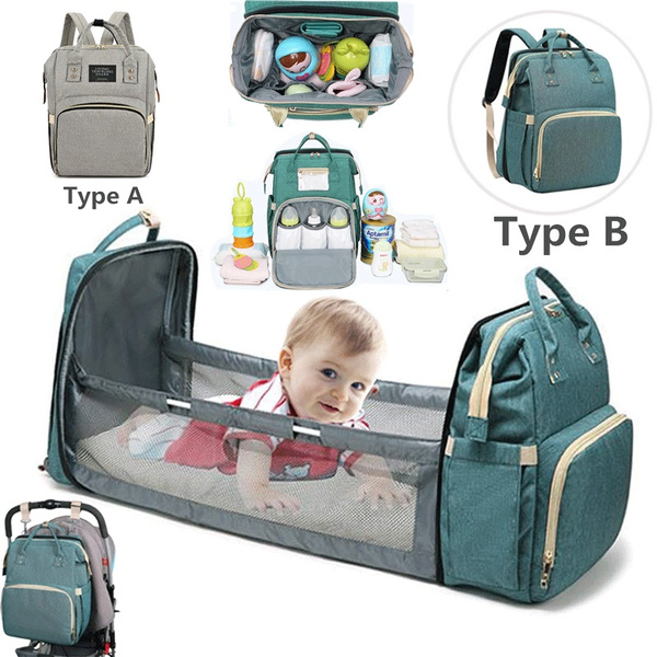 Wisewater Diaper Backpack with Foldable Baby Bed, Baby Diaper Bag
