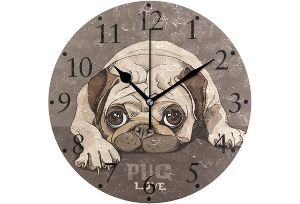 Puppy Dog Cute Pug Wall Clock 