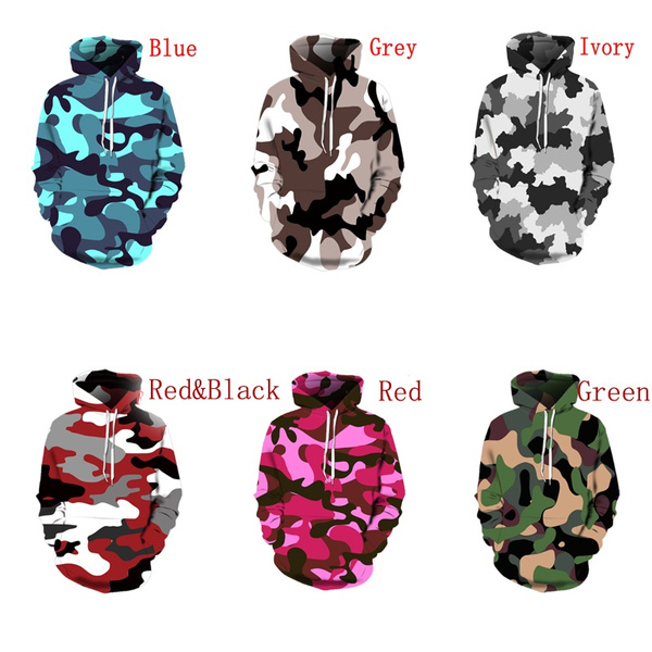 Camouflage Hoodie Men Streetwear Blue Camo 3d Hoodies Anime Print  Sweatshirt Hooded Military Vintage Mens Clothing Pullover