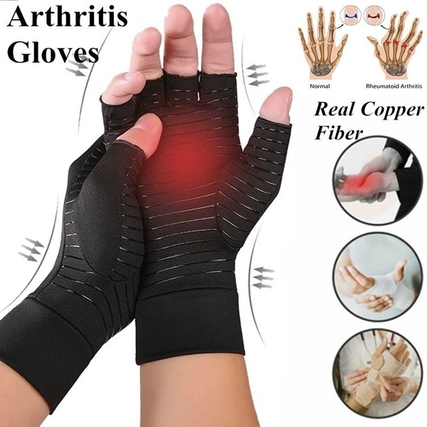 AntiArthritis Half finger Copper Therapy Gloves With Grippers Hand