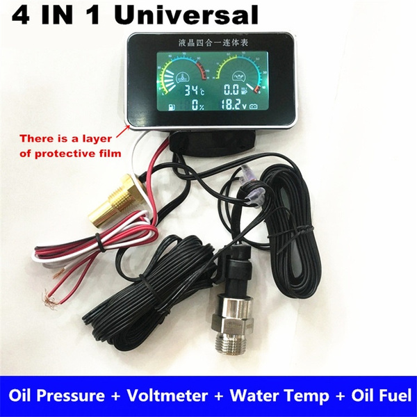 Car LCD 4in1 Gauge Water Temperature Meter /Oil Pressure/Fuel/Voltage Volt Gauge Car LCD 4in1 Gauge Water Temperature Meter /Oil Pressure/Fuel/Voltage Volt Gauge