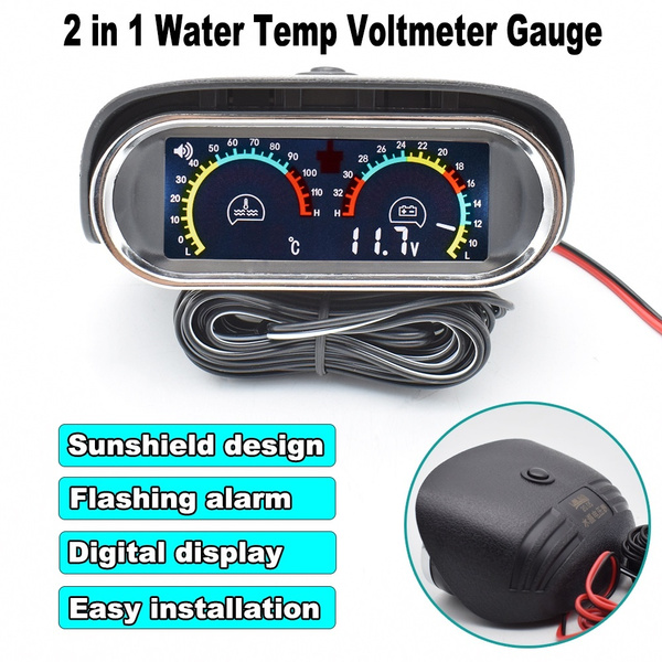 Voltmeter Voltage w/ Sun Shade 2in1 Dashboard Car Water Temperature Gauge Meter Voltmeter Voltage w/ Sun Shade 2in1 Dashboard Car Water Temperature Gauge Meter