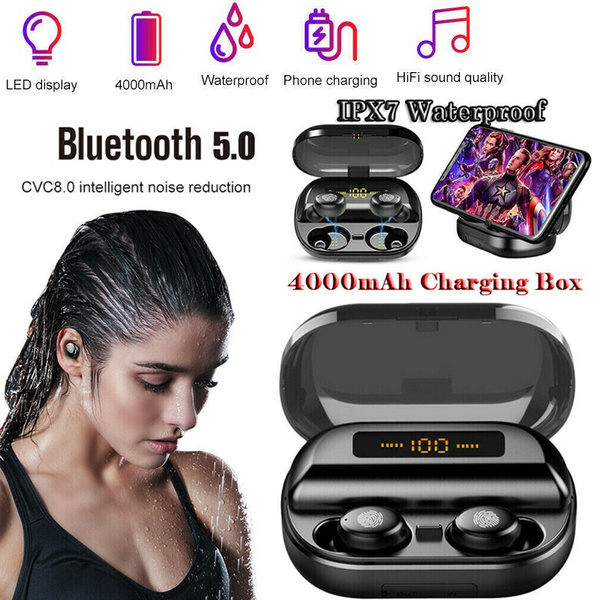 V11 TWS Wireless Bluetooth 5.0 Earphones IPX7 Waterproof 9D Stereo Sport Headphone with 4000mAh Power Bank TWS Bluetooth Earphone