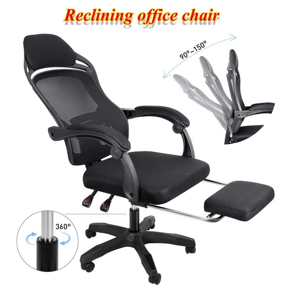 Ergonomic Computer Mesh Recliner, Reclining Computer Chair With Desk