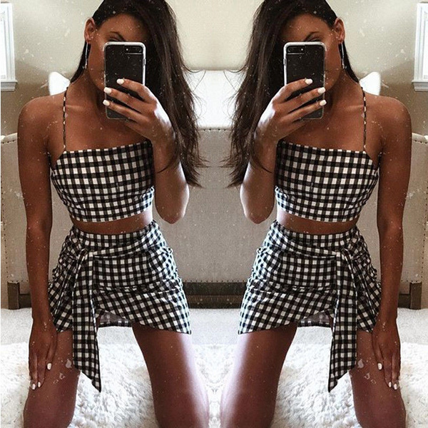 checkered two piece set