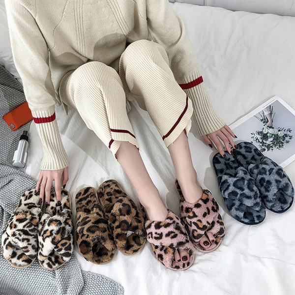 Women's deals leopard slippers