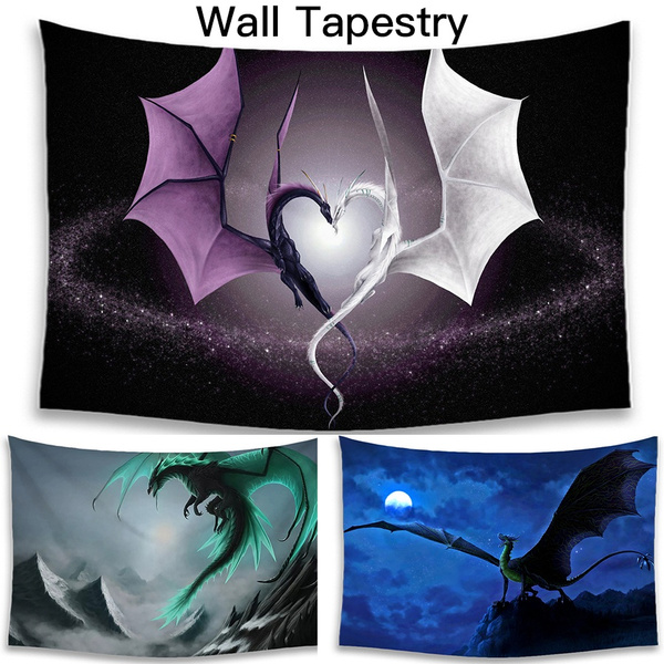 150x100cm Dragon Bedroom Decor 2 Dragons In Love Dragon On The Mountain Printed Wall Hanging Tapestry Decoration Home Decor Poster Wish