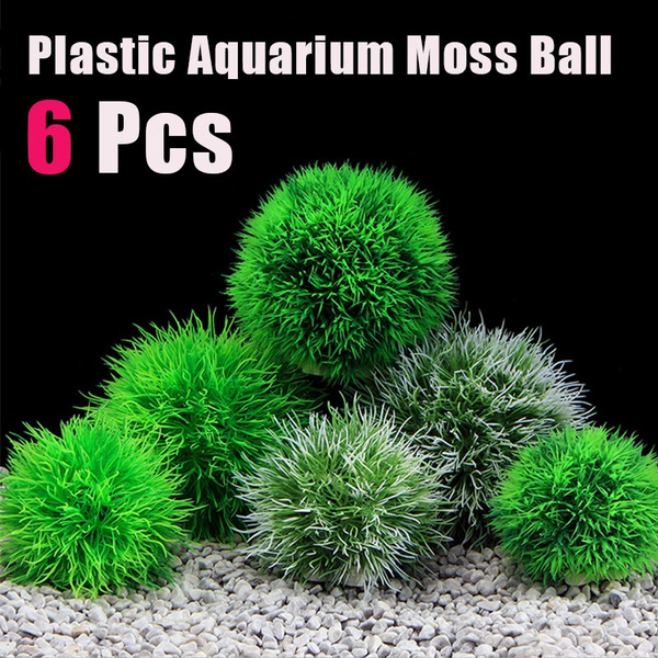 6Pcs Plastic Aquarium Moss Ball Plant/Grass Set