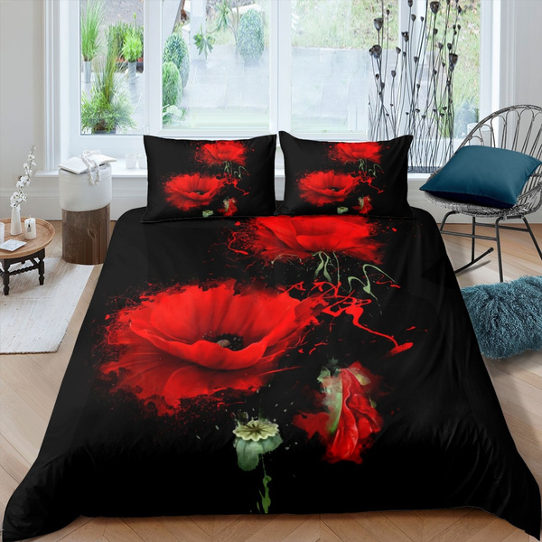 Romantic Flower Comforter Cover, Flower Duvet Cover Queen