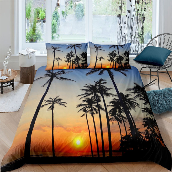 Palm Tree Bedding Set Ocean Beach, Beach King Size Duvet Covers Uk