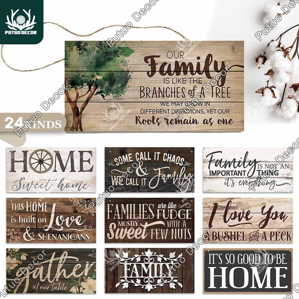 Putuo Decor-Family Sign Wooden Signs Gifts Plaque Home Decoration Wall Decor（3.9×7.8）