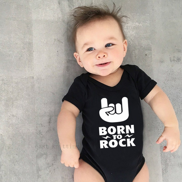 Born To Rock Fashion Baby Bodysuit Infant Baby Pregnancy Reveal Letters  Print Neutral Rompers Bodysuit Outfit | Wish