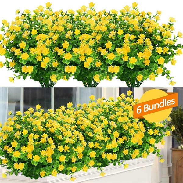 Details about   9Pcs Artificial Flowers Outdoor UV Resistant Faux Shrubs Plants for Hanging Home 