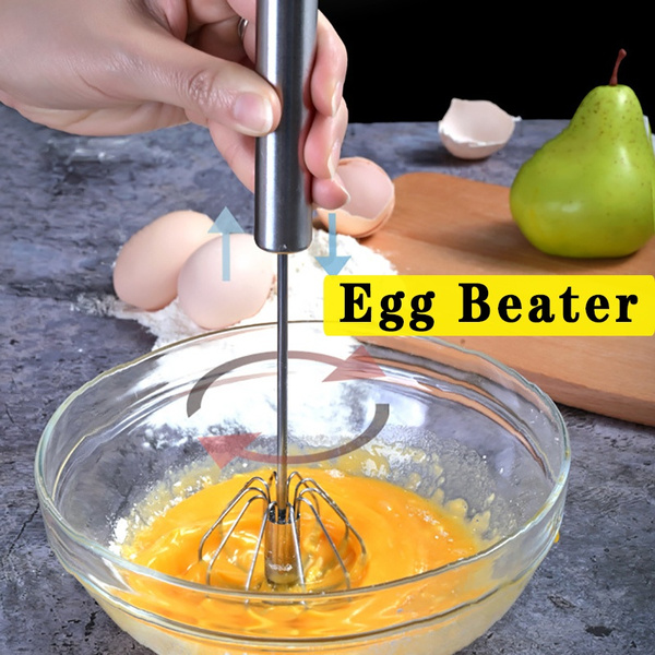 Household Semi-Automatic Egg Beater Stainless Steel Self-turning