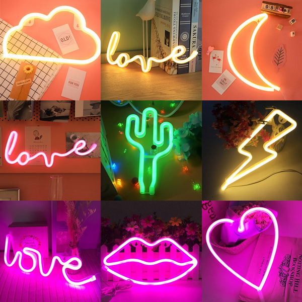 LED Neon Sign Light Love Lightning Cloud Moon Neon Light Wall Word ...