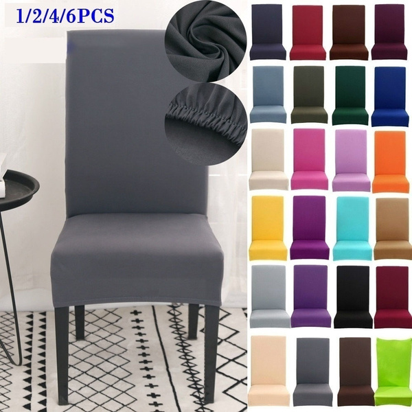 6/4/2/1Pcs Solid Color Chair Cover Spandex Slipcovers for Dining Room