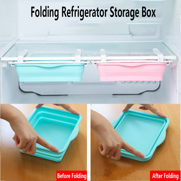 Fridge Drawer Organizer, Retractable Drawer Refrigerator Storage