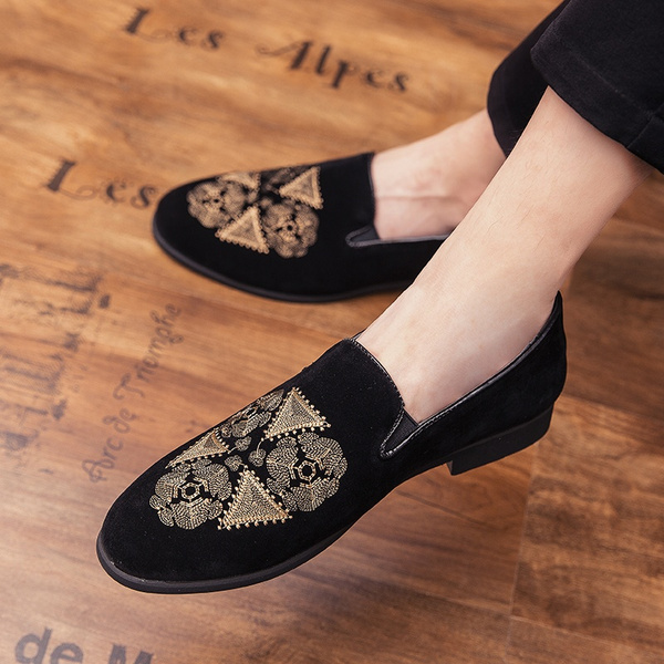 Embroidered hot sale loafers men