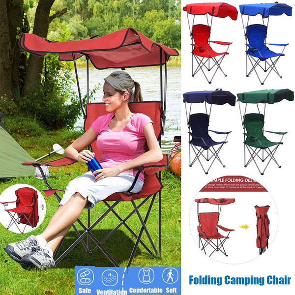 Outdoor Folding Camping Chair With, Portable Chair With Canopy And Footrest