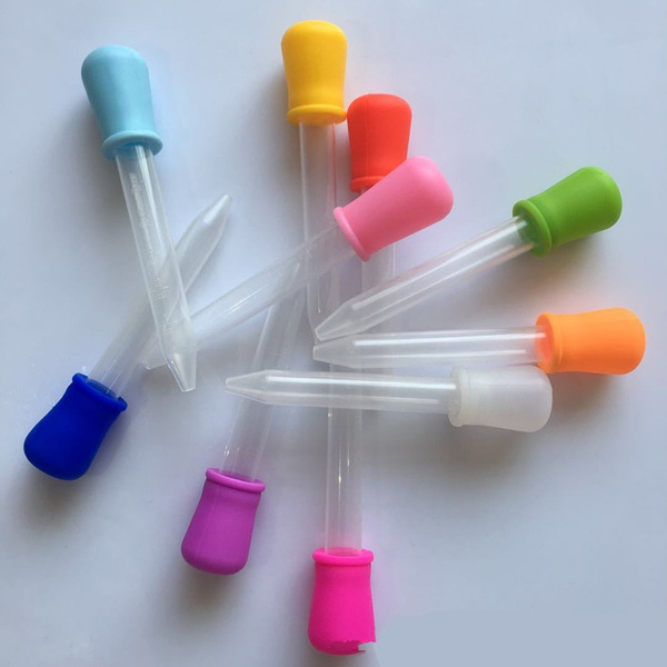 5pcs Clear Silicone Pipette Liquid Food Dropper Plastic Baby Feeding