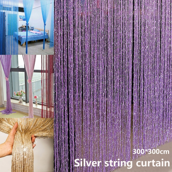 Solid Color Crystal Curtains Flash Line, Purple Beaded Door Curtains