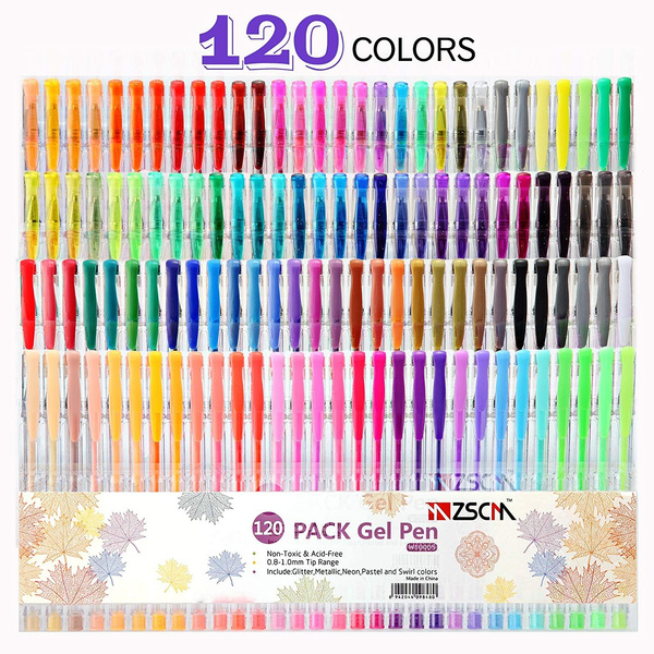 Includes Neon Standard and Pastel Colors Positive Arts Gel Pen Set Metallic 120-Unique Colors for Drawing Glitter 