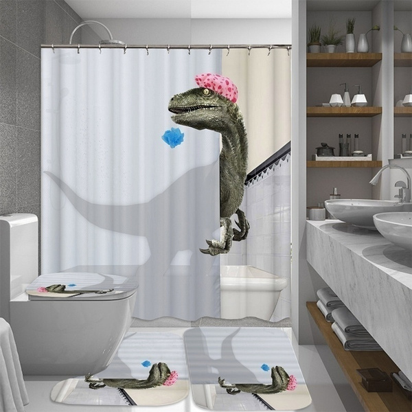 Bathroom Decor Dinosaur Shower Curtain, Dinosaur Shower Curtain