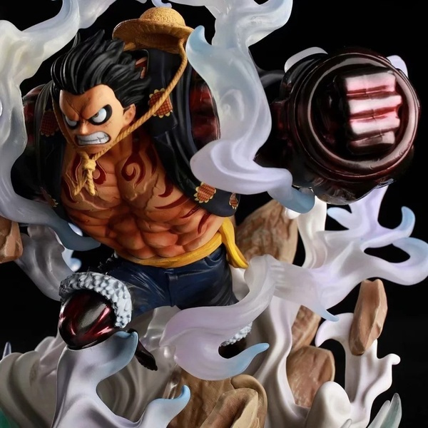 28 Cm One Piece Of Luffy Equipped With The Fourth Lion Rocket Launcher King Kong Gun Gk Luffy Character Statue Model Battle Pirate Iron Fist Luffy Fourth Gear Luffy Double Fist Luffy