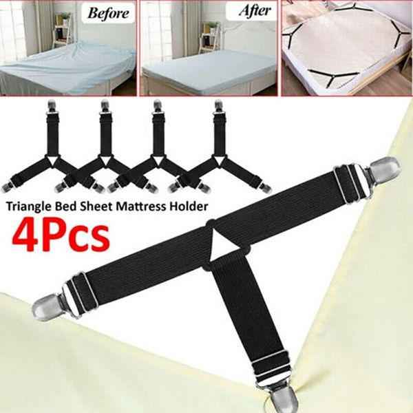 Bed Sheet Clips Suspender Straps Mattress Fastener Holder Triangle