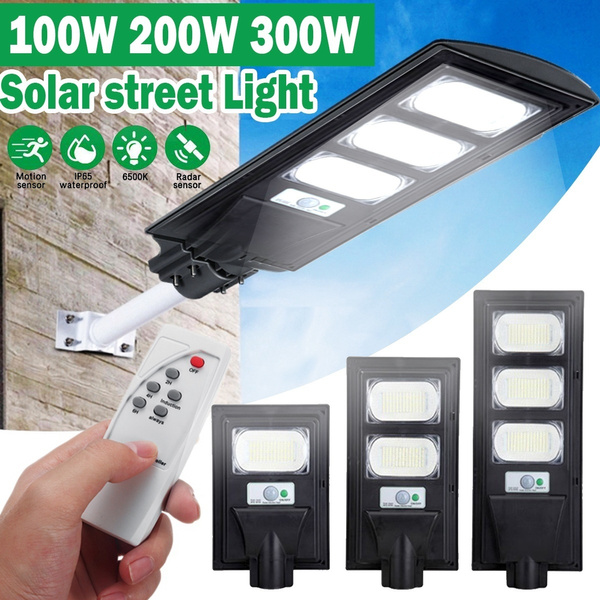 Commercial LED Solar Street Light Outdoor PIR Sensor Dusk-to-Dawn Lamp Remote 