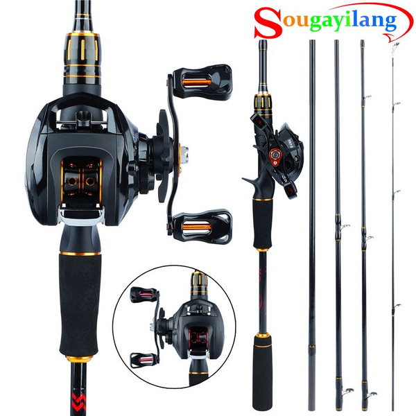 Sougayilang Portable Super Light Fishing Rod and Reel Combos 5 Section  Carbon Fishing Pole with Baitcasting Best for Fishing Beginner