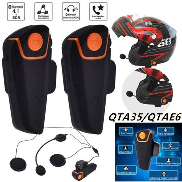 QTAE6 Interphone 1000M Motorcycle Waterproof BT Helmet Intercom Headset B