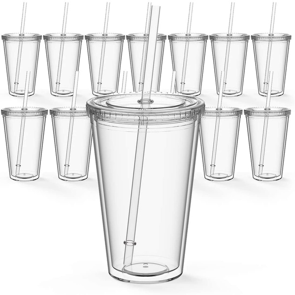 Marketing Double Wall Acrylic Tumblers with Straw (16 Oz., 6.25), Drinkware & Barware