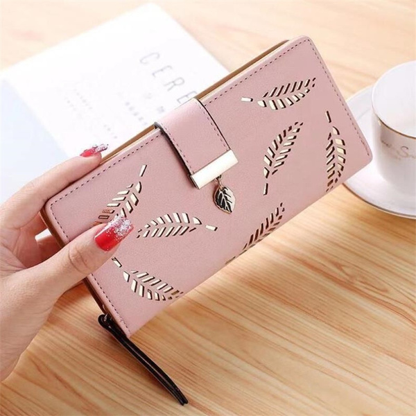 Unique PU Leaves Hollowed-out Rectangle Purse Card Bag Girl's Wallet Clutch  Bag, Clutches Bags&Wallets