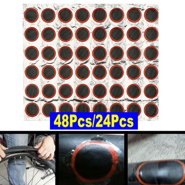 48Pcs Rubber Puncture Patches Bicycle Bike Tire Tyre Inner Tube Repair Kit 