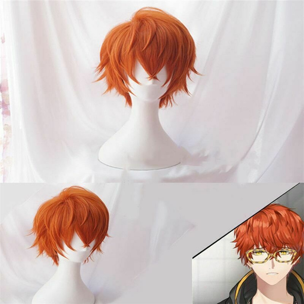 Cosplay Wig Short Red Orange Wig for Men Girl Heat Resistant