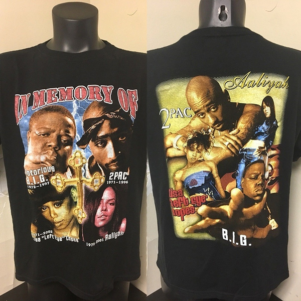 Vintage Notorious BIG Tupac Memorial Rap T Shirt Sz Medium Aaliyah