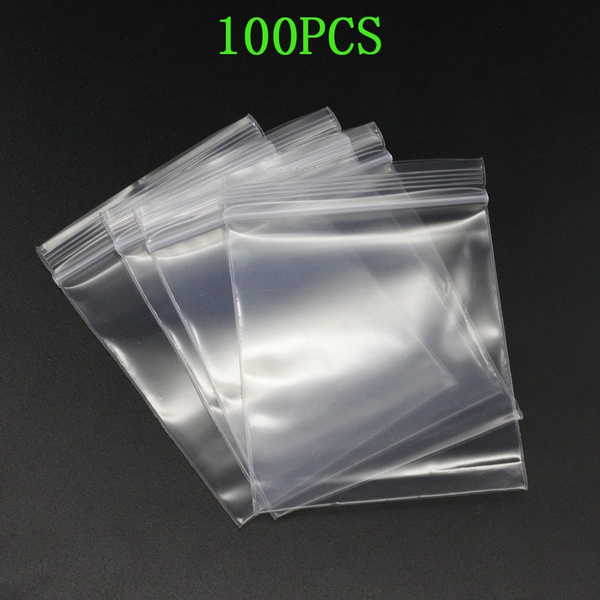 100pcs/pack Thick Jewelry Packaging Bag Zip Zipped Lock Reclosable