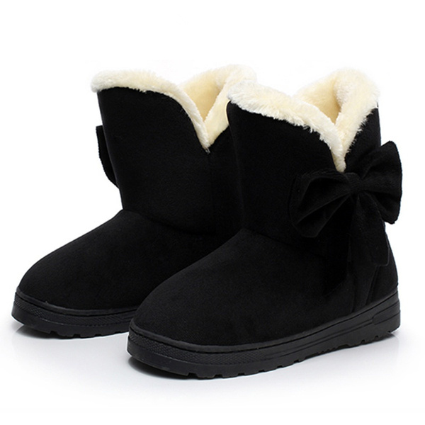 casual bow short fur boots