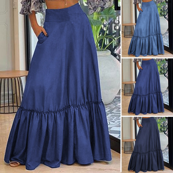 pleated long ruffle skirt
